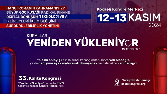 Türkiye Kalite Derneği (KalDer) bilim, akademi, medya ve iş dünyasının temsilcilerini 33’üncü kez bir araya getirecek